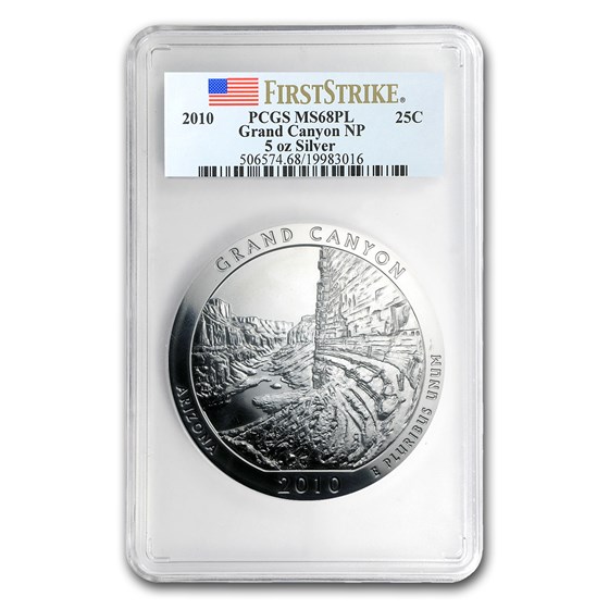 2010 5 oz Silver ATB Grand Canyon MS-68 PL PCGS (FirstStrike®) 2010 5 oz Silver ATB Grand Canyon MS-68 PL PCGS (FirstStrike®)