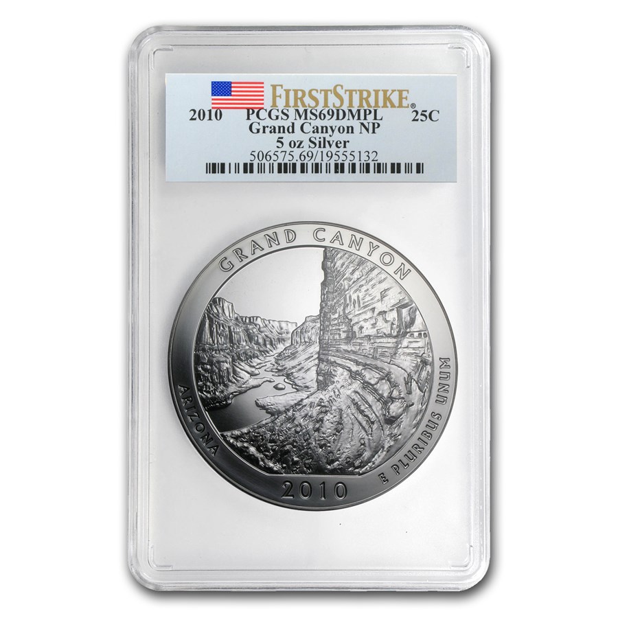 2010 5 oz Silver ATB Grand Canyon MS-69 DMPL PCGS (FirstStrike®)