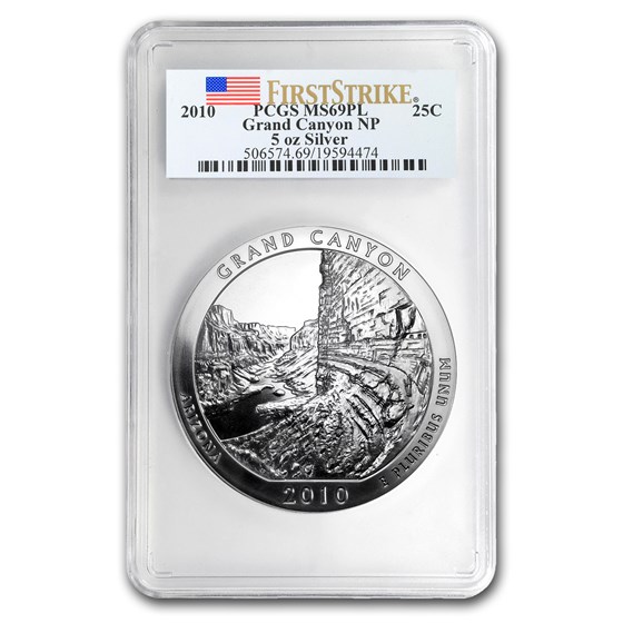 2010 5 oz Silver ATB Grand Canyon MS-69 PL PCGS (FirstStrike®) 2010 5 oz Silver ATB Grand Canyon MS-69 PL PCGS (FirstStrike®)