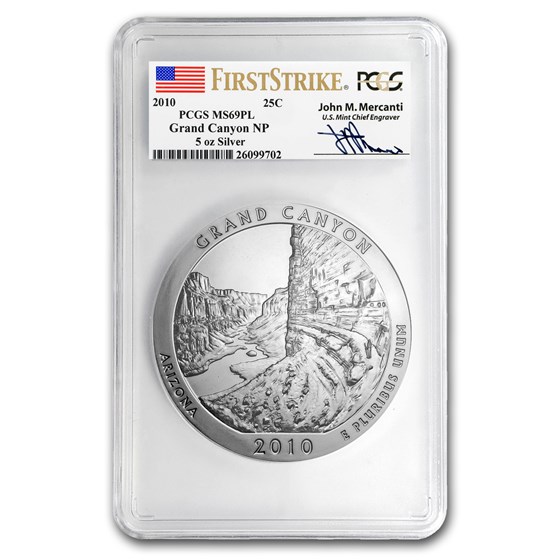 2010 5 oz Silver ATB Grand Canyon MS-69 PL PCGS (FS, Mercanti) 2010 5 oz Silver ATB Grand Canyon MS-69 PL PCGS (FS, Mercanti)