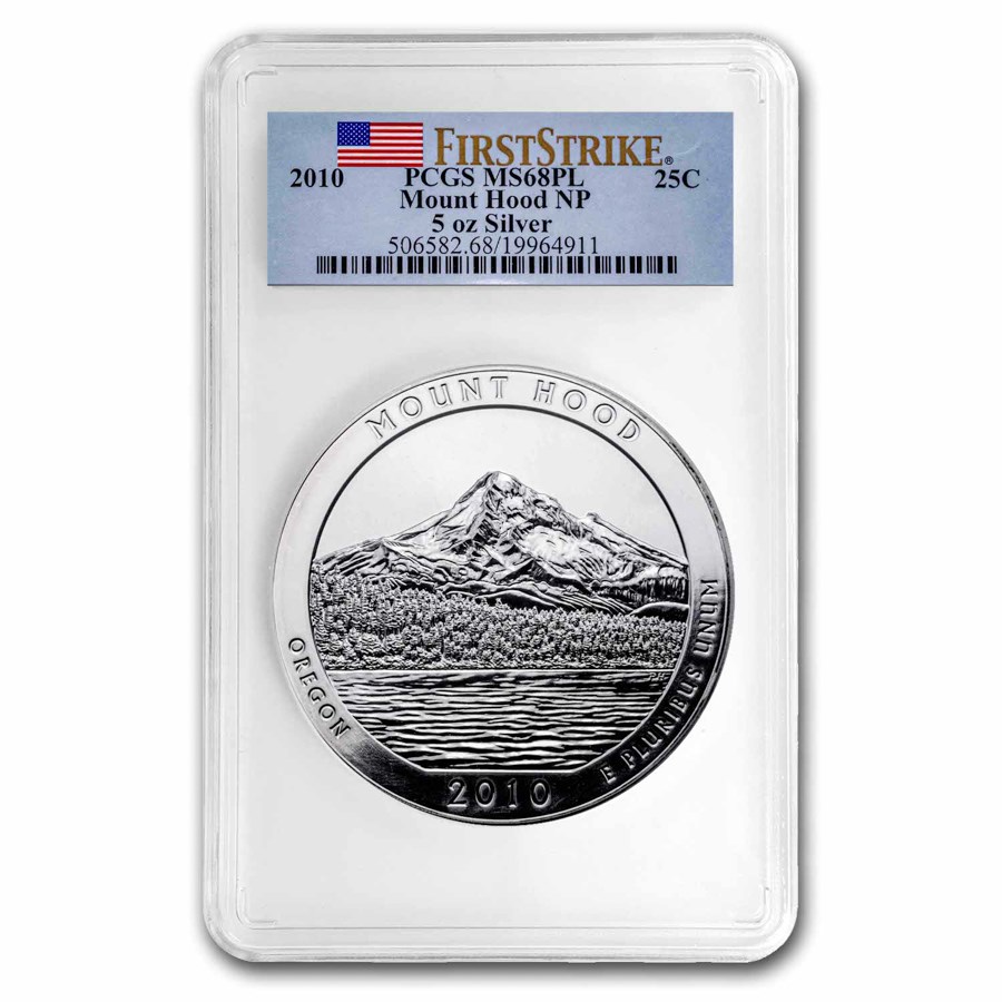 2010 5 oz Silver ATB Mount Hood MS-68 PL PCGS (FirstStrike®)