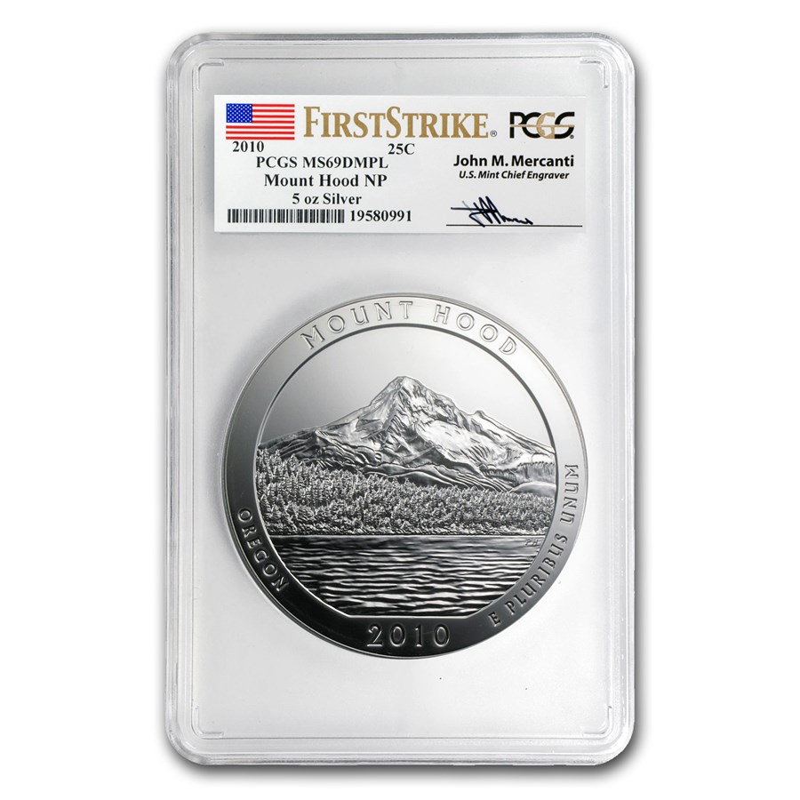 2010 5 oz Silver ATB Mount Hood MS-69 DMPL PCGS (FS, Mercanti)