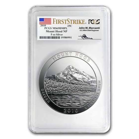 2010 5 oz Silver ATB Mount Hood MS-69 DMPL PCGS (FS, Mercanti) 2010 5 oz Silver ATB Mount Hood MS-69 DMPL PCGS (FS, Mercanti)