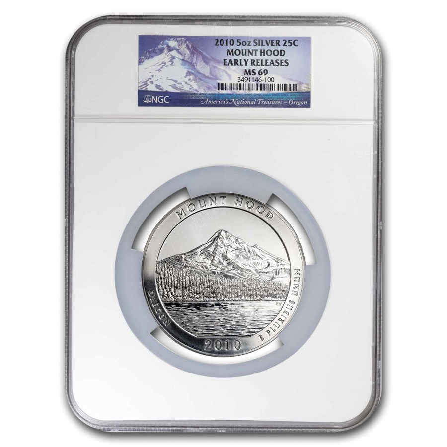 2010 5 oz Silver ATB Mount Hood MS-69 Early Release NGC