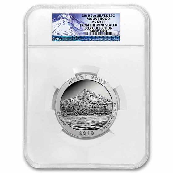 2010 5 oz Silver ATB Mount Hood MS-69 PL NGC 2010 5 oz Silver ATB Mount Hood MS-69 PL NGC