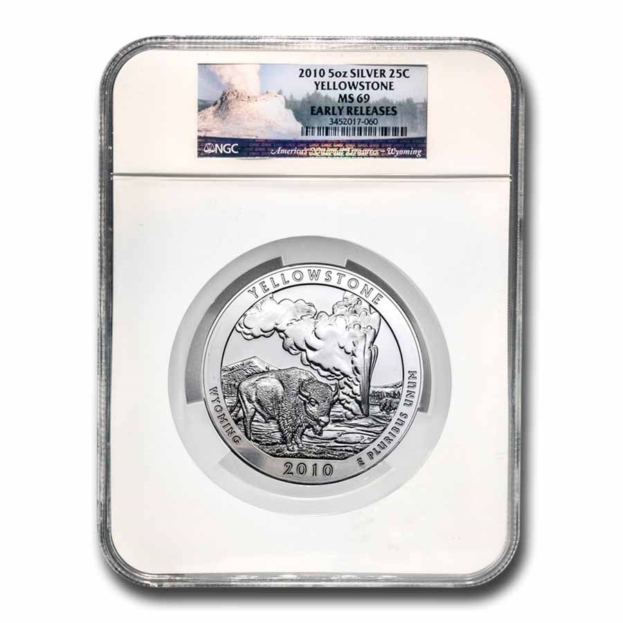2010 5 oz Silver ATB Yellowstone MS-69 NGC (Early Release)
