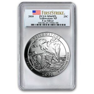 2010 5 oz Silver ATB Yellowstone MS-69 PL PCGS (FirstStrike®) 2010 5 oz Silver ATB Yellowstone MS-69 PL PCGS (FirstStrike®)