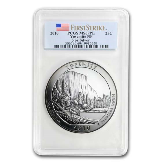 2010 5 oz Silver ATB Yosemite MS-69 DMPL PCGS 2010 5 oz Silver ATB Yosemite MS-69 DMPL PCGS