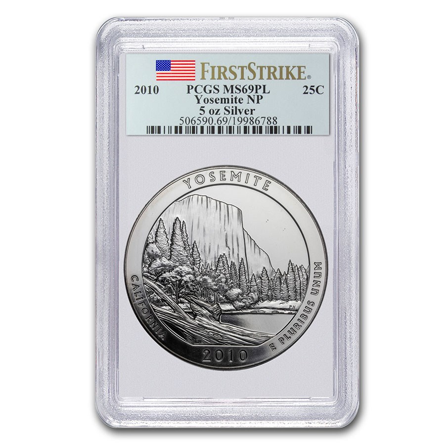 2010 5 oz Silver ATB Yosemite MS-69 PL PCGS (FirstStrike®)