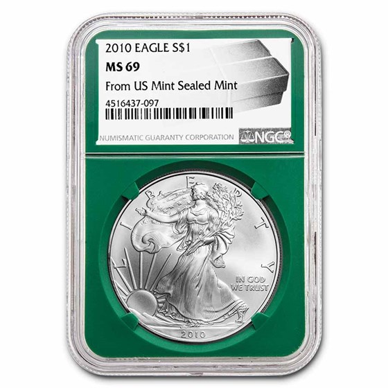 2010 American Silver Eagle MS-69 NGC (Green Holder) 2010 American Silver Eagle MS-69 NGC (Green Holder)