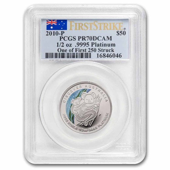 2010 AUS 1/2 oz Plat Koala PR-70 DCAM PCGS 1 of 1st 250 struck