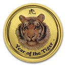 2010 Australia 1/10 oz Gold Lunar Tiger BU (SII, Colorized)