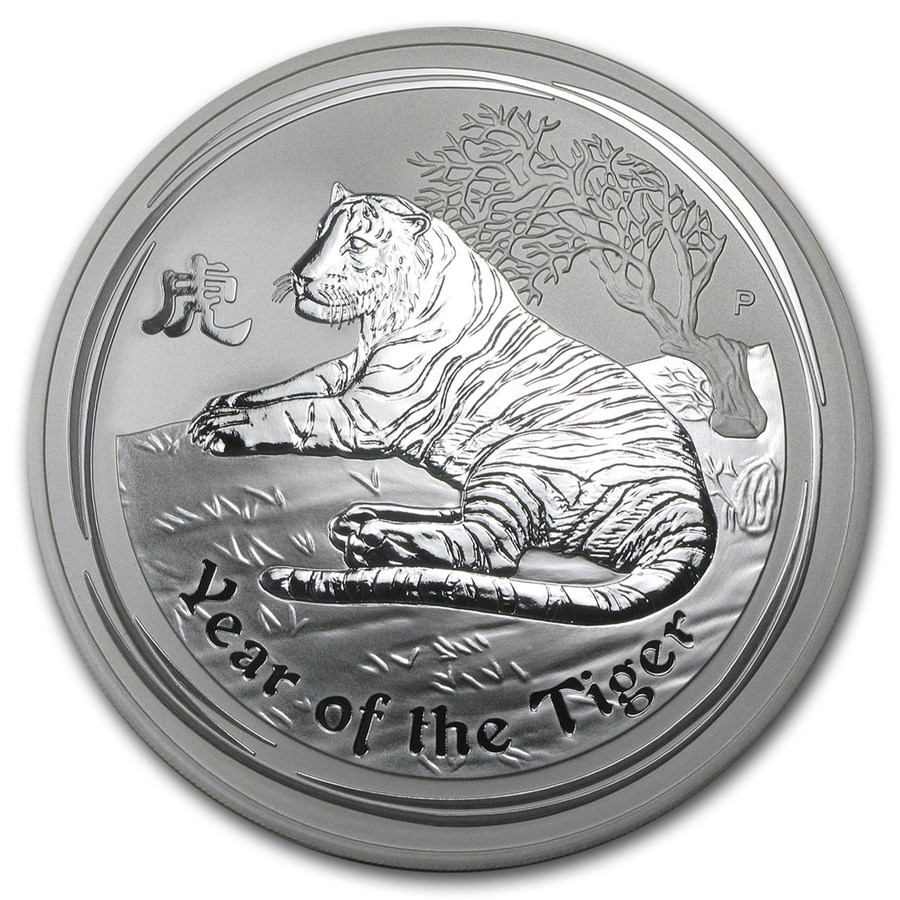 2010 Australia 1/2 kilo Silver Tiger BU (SII, 16.075 oz)