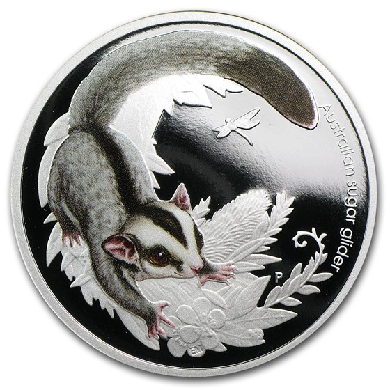 2010 Australia 1/2 oz Silver Bush Babies Sugar Glider Proof 2010 Australia 1/2 oz Silver Bush Babies Sugar Glider Proof