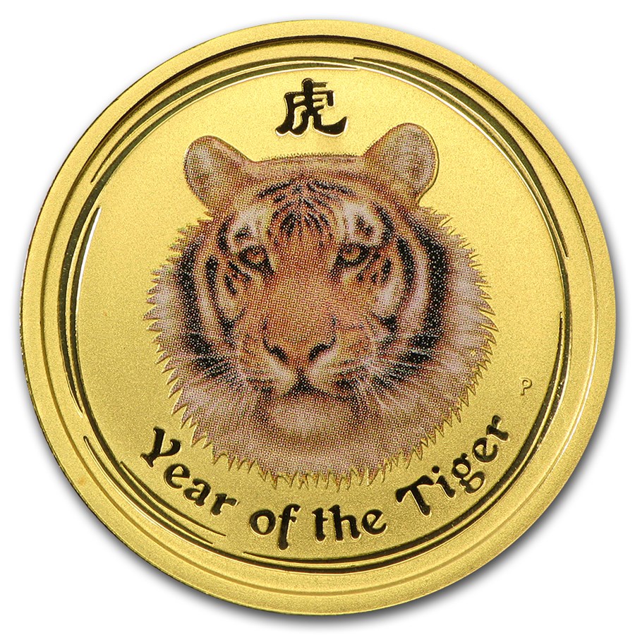 Buy 2010 Australia 1/4 oz Gold Lunar Tiger BU Colorized