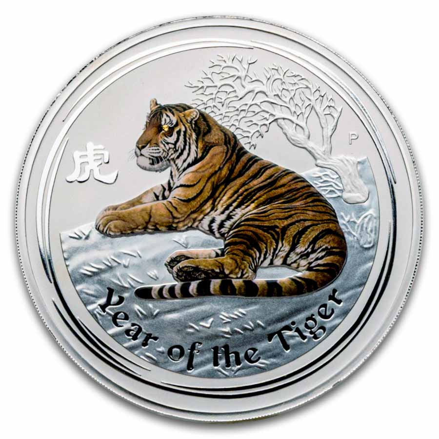 Buy 2010 Australia 1 kilo Silver Tiger Gemstone Eye BU (Series II