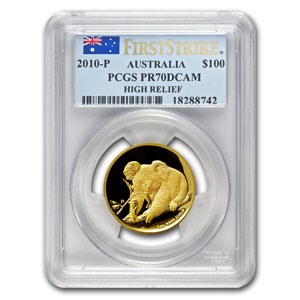 2010 Australia 1 oz Gold Koala PR-70 PCGS (FS, High Relief) 2010 Australia 1 oz Gold Koala PR-70 PCGS (FS, High Relief)