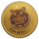 2010 Australia 1 oz Gold Lunar Tiger BU (Series II, Colorized)