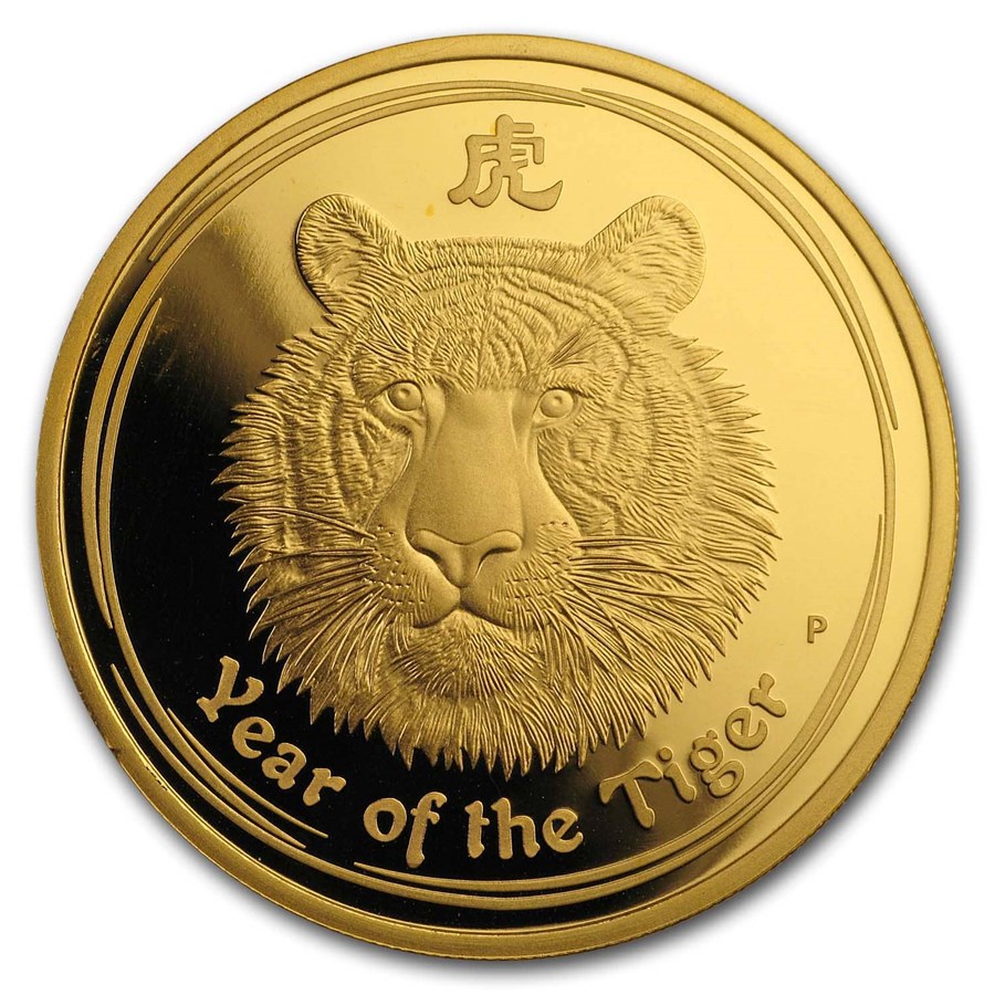 2010 Australia 1 oz Gold Lunar Tiger Proof (Series II)