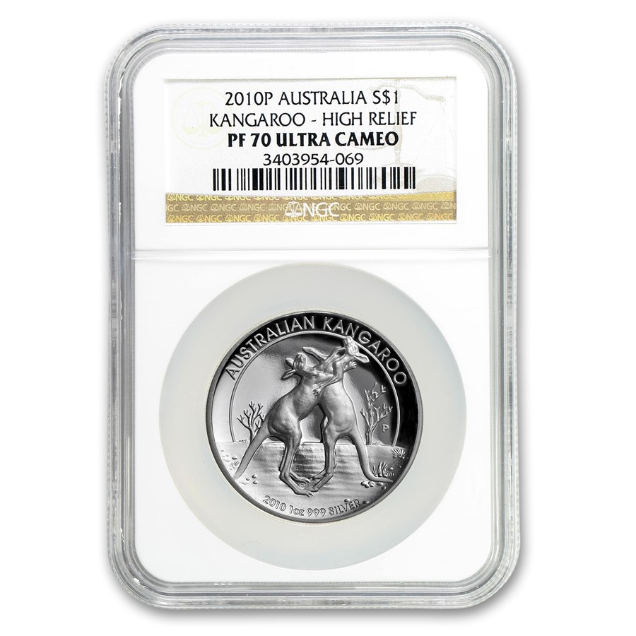 2010 Australia 1 oz Silver Kangaroo High Relief PF-70 NGC