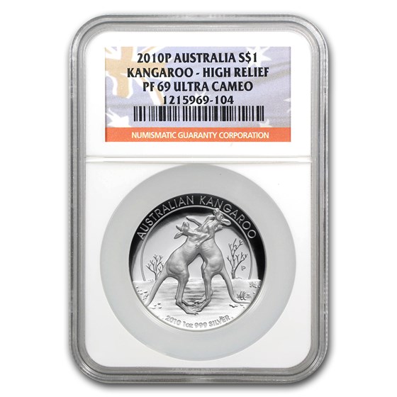 2010 Australia 1 oz Silver Kangaroo PF-69 NGC (High Relief) 2010 Australia 1 oz Silver Kangaroo PF-69 NGC (High Relief)