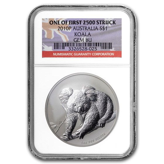 2010 Australia 1 oz Silver Koala Gem BU NGC (1st of 2,500) 2010 Australia 1 oz Silver Koala Gem BU NGC (1st of 2,500)