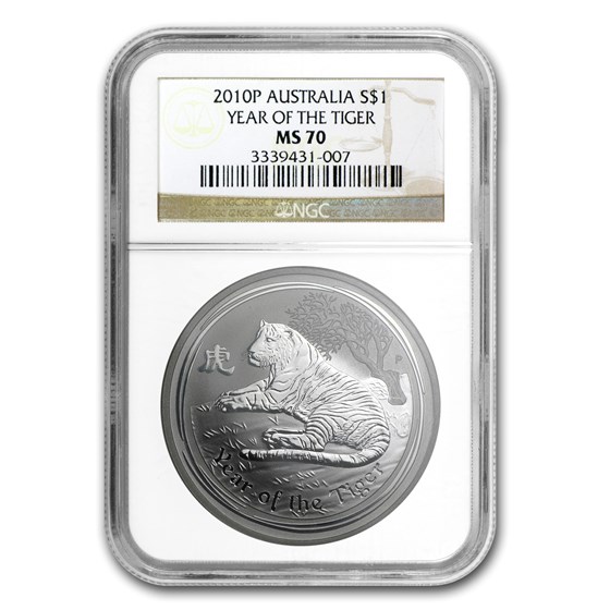 2010 Australia 1 oz Silver Tiger MS-70 NGC (Series II) 2010 Australia 1 oz Silver Tiger MS-70 NGC (Series II)