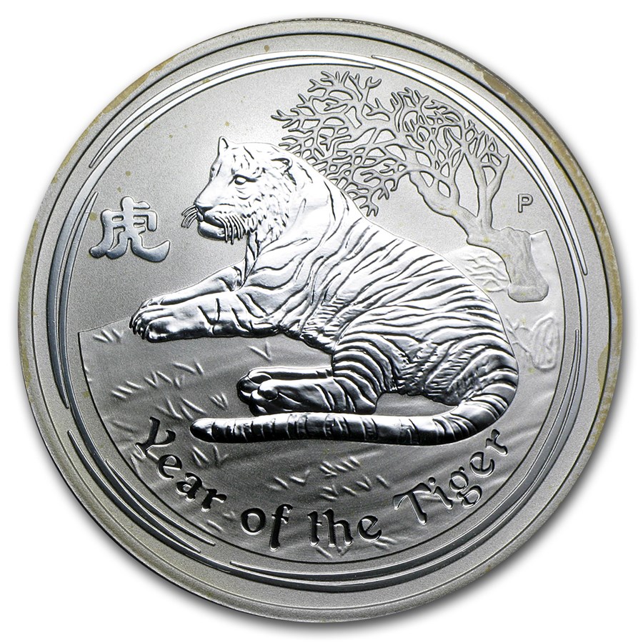2010 Australia 1 oz Silver Year of the Tiger (Abrasions)
