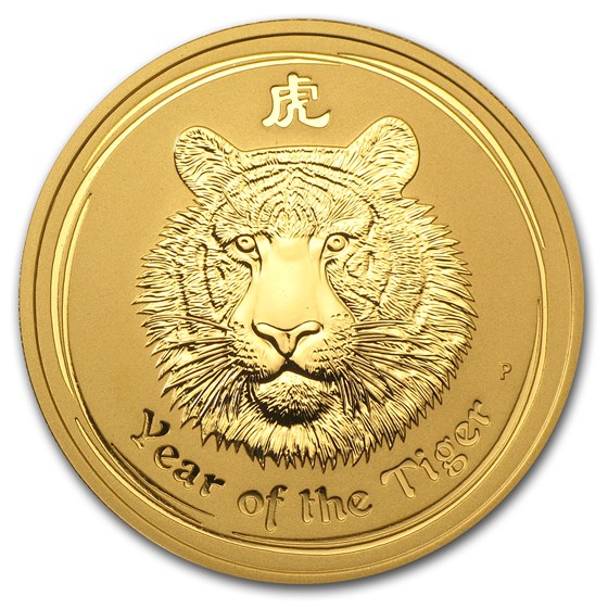 2010 Australia 2 oz Gold Lunar Tiger BU (Series II)