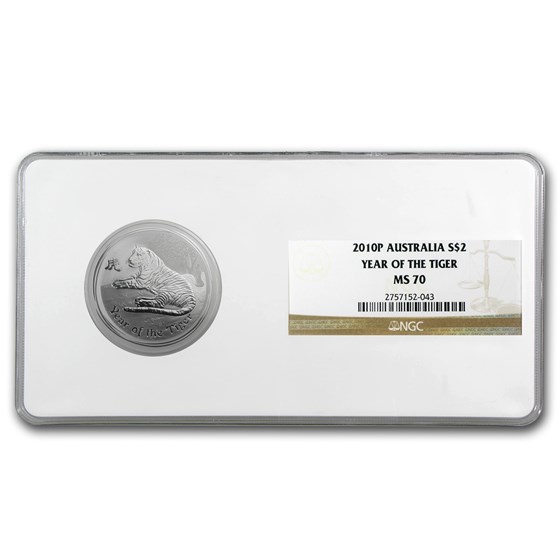2010 Australia 2 oz Silver Tiger MS-70 NGC (Series II) 2010 Australia 2 oz Silver Tiger MS-70 NGC (Series II)