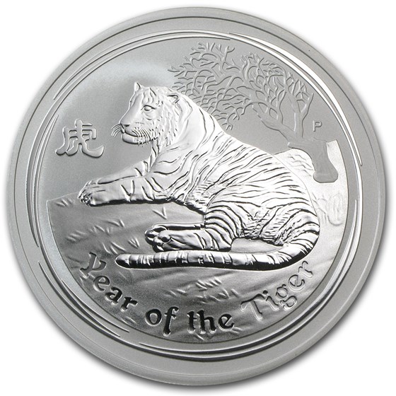 2010 Australia 2 oz Silver Year of the Tiger BU (Series II)