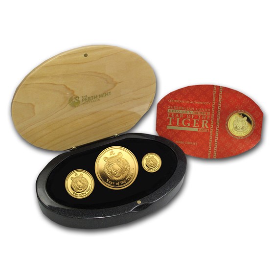 2010 Australia 3-Coin Gold Lunar Tiger Proof Set (Series II) 2010 Australia 3-Coin Gold Lunar Tiger Proof Set (Series II)