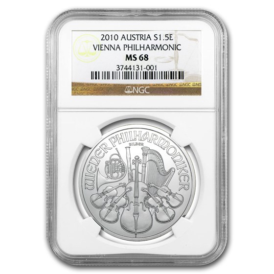 2010 Austria 1 oz Silver Philharmonic MS-68 NGC 2010 Austria 1 oz Silver Philharmonic MS-68 NGC