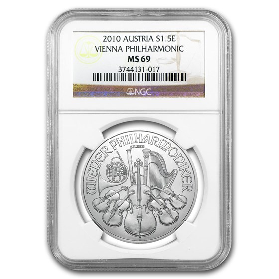 2010 Austria 1 oz Silver Philharmonic MS-69 NGC 2010 Austria 1 oz Silver Philharmonic MS-69 NGC