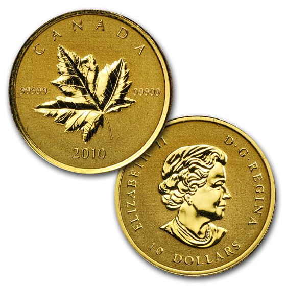 Buy 2010 Canada 1/5 oz Gold & 1 oz Silver Piedfort Maple Leaf Set | APMEX
