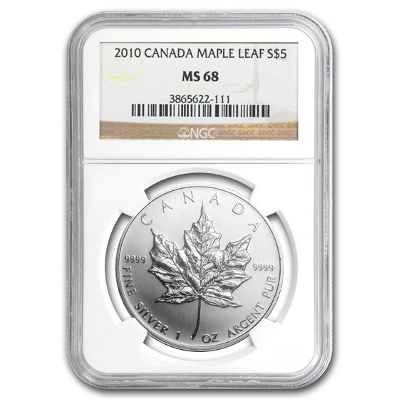 2010 Canada 1 oz Silver Maple Leaf MS-68 NGC 2010 Canada 1 oz Silver Maple Leaf MS-68 NGC