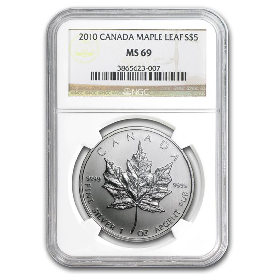 2010 Canada 1 oz Silver Maple Leaf MS-69 NGC 2010 Canada 1 oz Silver Maple Leaf MS-69 NGC