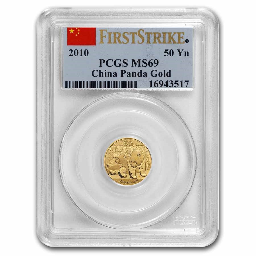 2010 China 1/10 oz Gold Panda MS-69 PCGS (FirstStrike®)