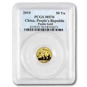 2010 China 1/10 oz Gold Panda MS-70 PCGS