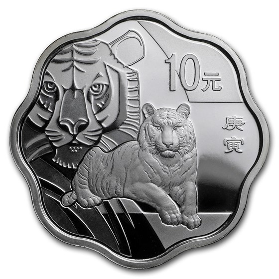 2010 China 1 oz Silver Flower Year of the Tiger (w/Box & COA) 2010 China 1 oz Silver Flower Year of the Tiger (w/Box & COA)