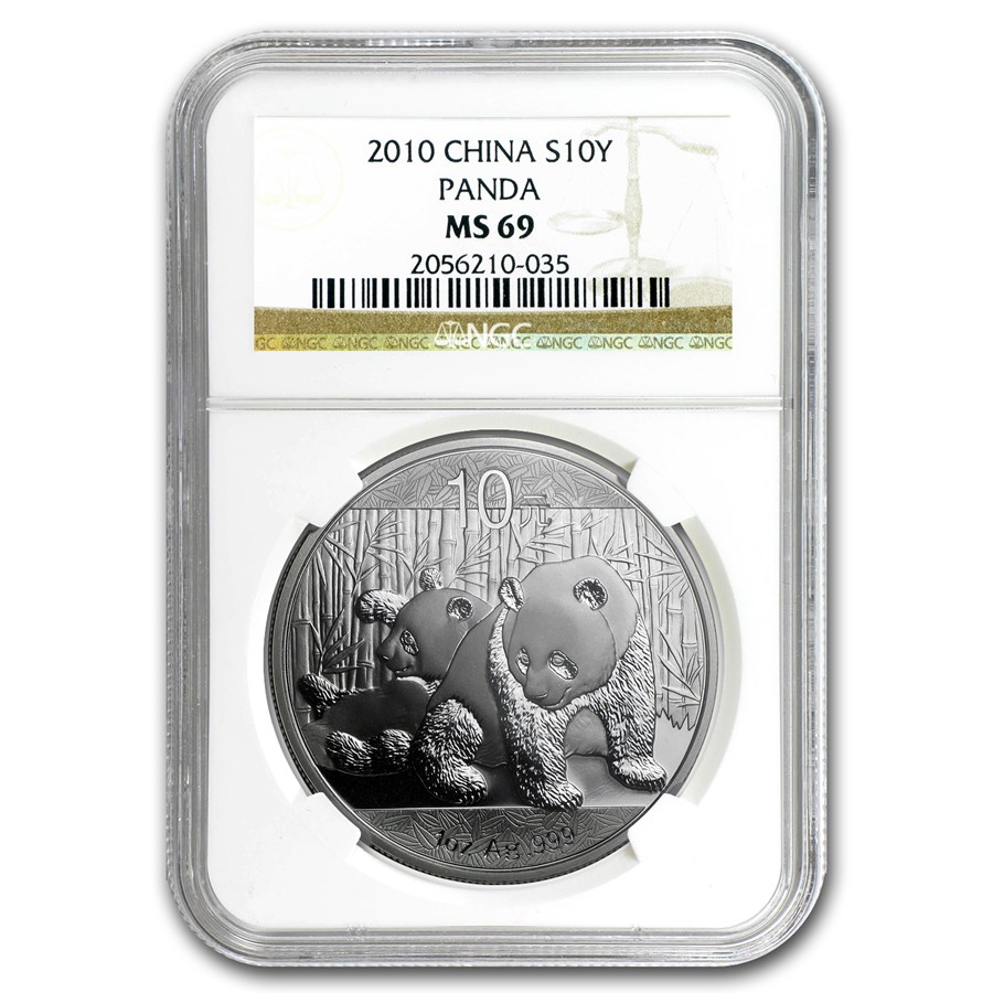 2010 China 1 oz Silver Panda MS-69 NGC