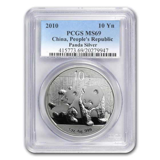 2010 China 1 oz Silver Panda MS-69 PCGS 2010 China 1 oz Silver Panda MS-69 PCGS
