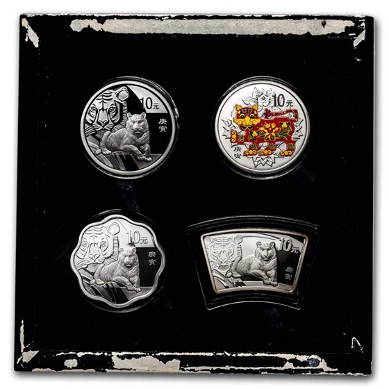 2010 China 4-Coin Silver Year of the Tiger Proof Set 2010 China 4-Coin Silver Year of the Tiger Proof Set