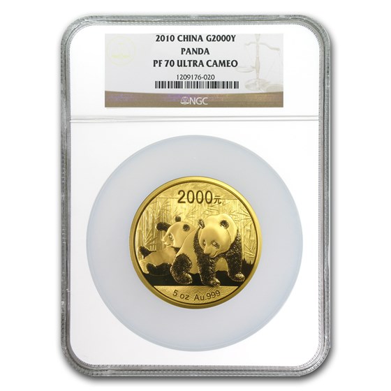 2010 China 5 oz Proof Gold Panda 2000 Yuan PF-70 NGC 2010 China 5 oz Proof Gold Panda 2000 Yuan PF-70 NGC