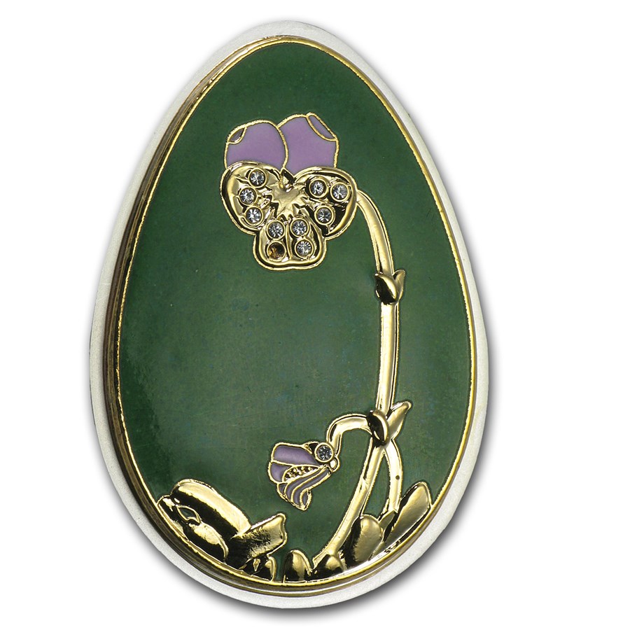 2010 Cook Islands Proof Silver Imperial Egg in Cloisonné Green