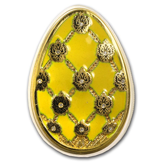 2010 Cook Islands Proof Silver Imperial Egg in Cloisonné Yellow 2010 Cook Islands Proof Silver Imperial Egg in Cloisonné Yellow