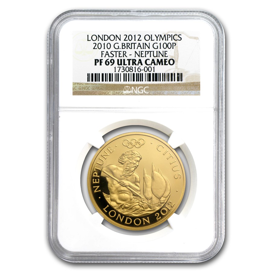 2010 Great Britain Gold £100 Faster Neptune PF-69 NGC
