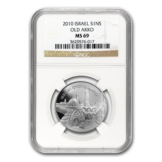 2010 Israel Silver 1 NIS Akko MS-69 NGC 2010 Israel Silver 1 NIS Akko MS-69 NGC