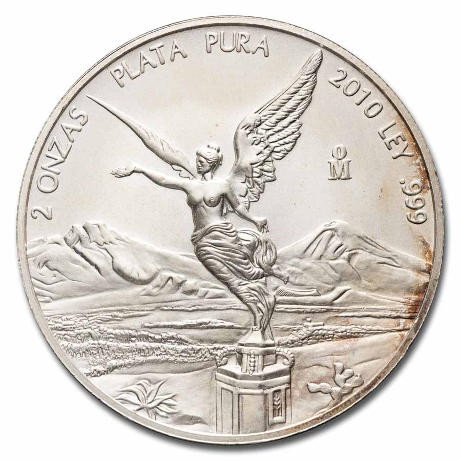2010 Mexico 2 oz Silver Libertad BU (Abrasions)