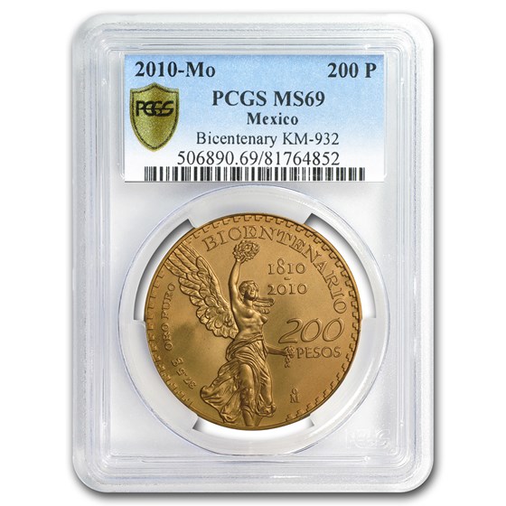 2010 Mexico Gold 200 Pesos Bicentenary Commem MS-69 PCGS 2010 Mexico Gold 200 Pesos Bicentenary Commem MS-69 PCGS